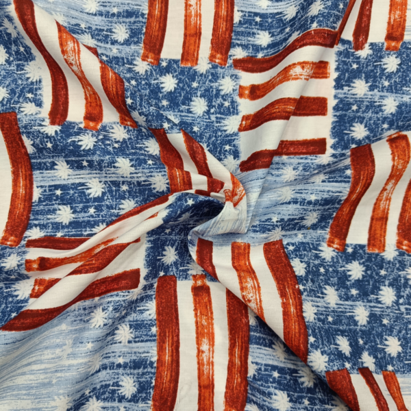 Rust & Blue Abstract Geometric Cotton Print